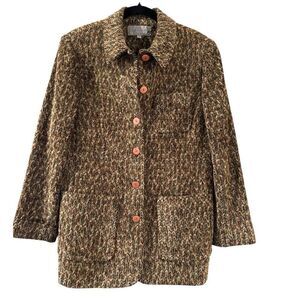 Emil Rutenberg Women's Herringbone Tweed Button Front Jacket Multicolor Medium